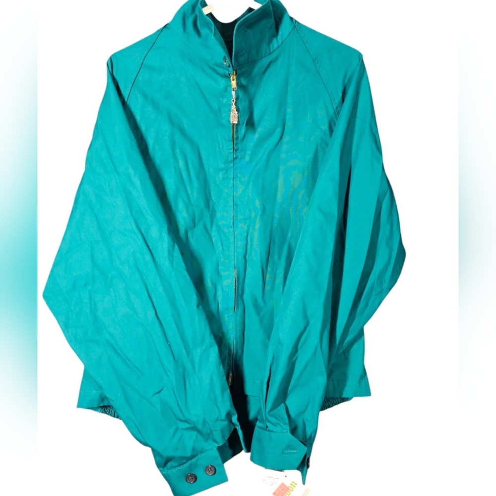 Vintage London Fog Womans Windbreaker Jacket Green Sz 42 Regular Full Zip Up Nwt